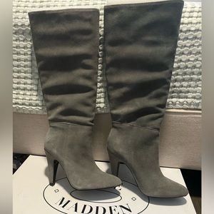 Gray suede boots